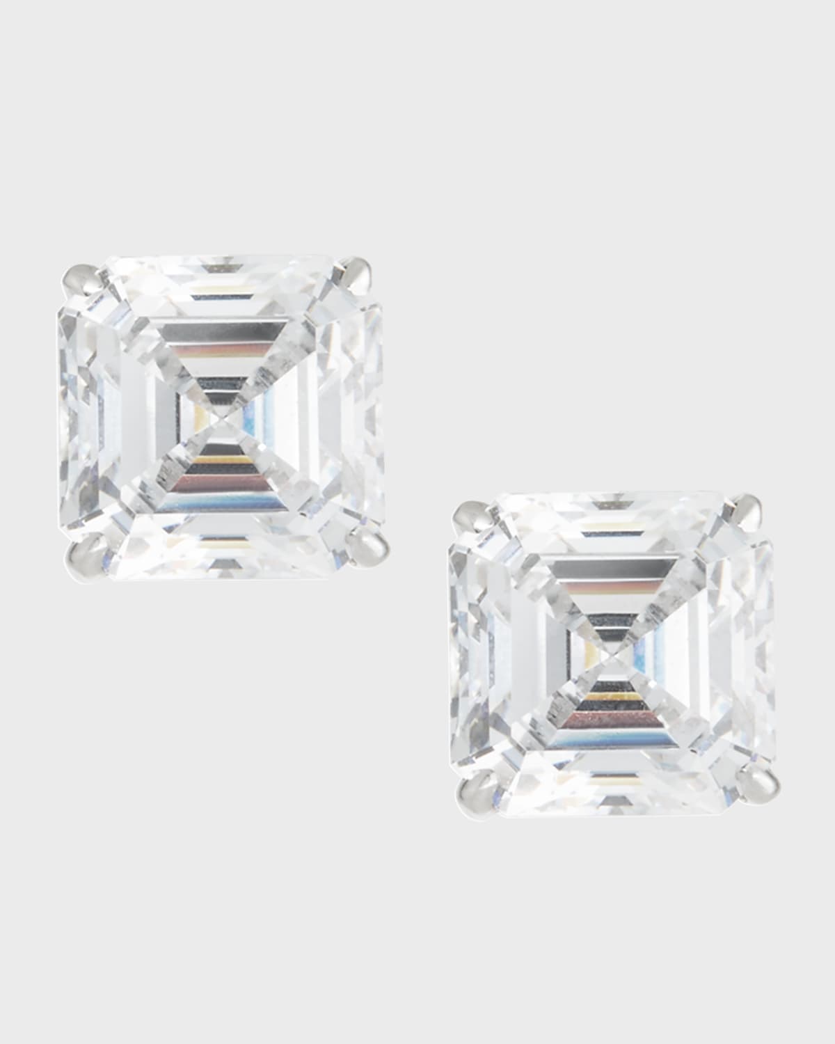 Fantasia By Deserio Sterling Silver 10ct Asscher Stud Earrings In Gold