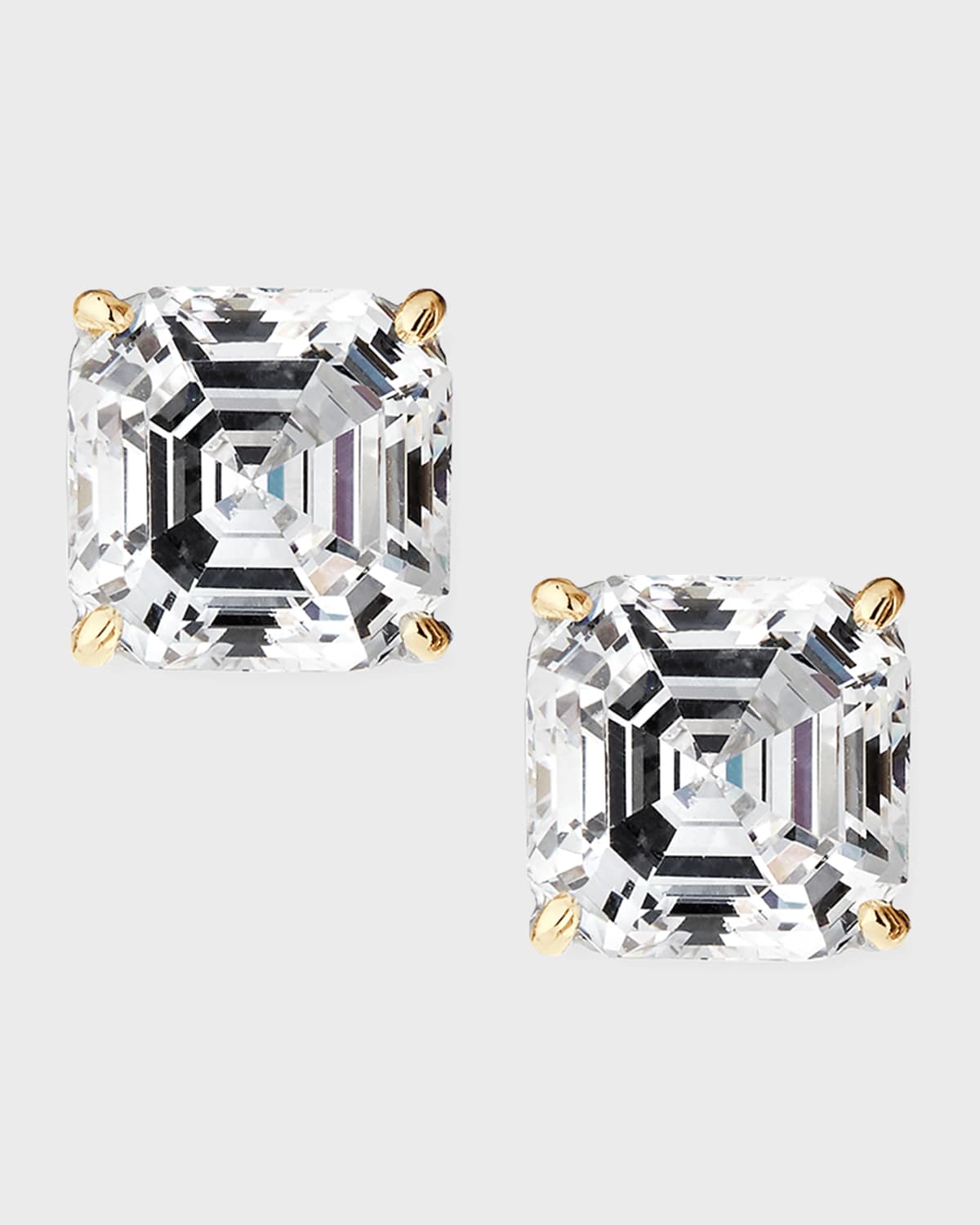 Fantasia By Deserio Square-cut Cubic Zirconia Stud Earrings In Gold