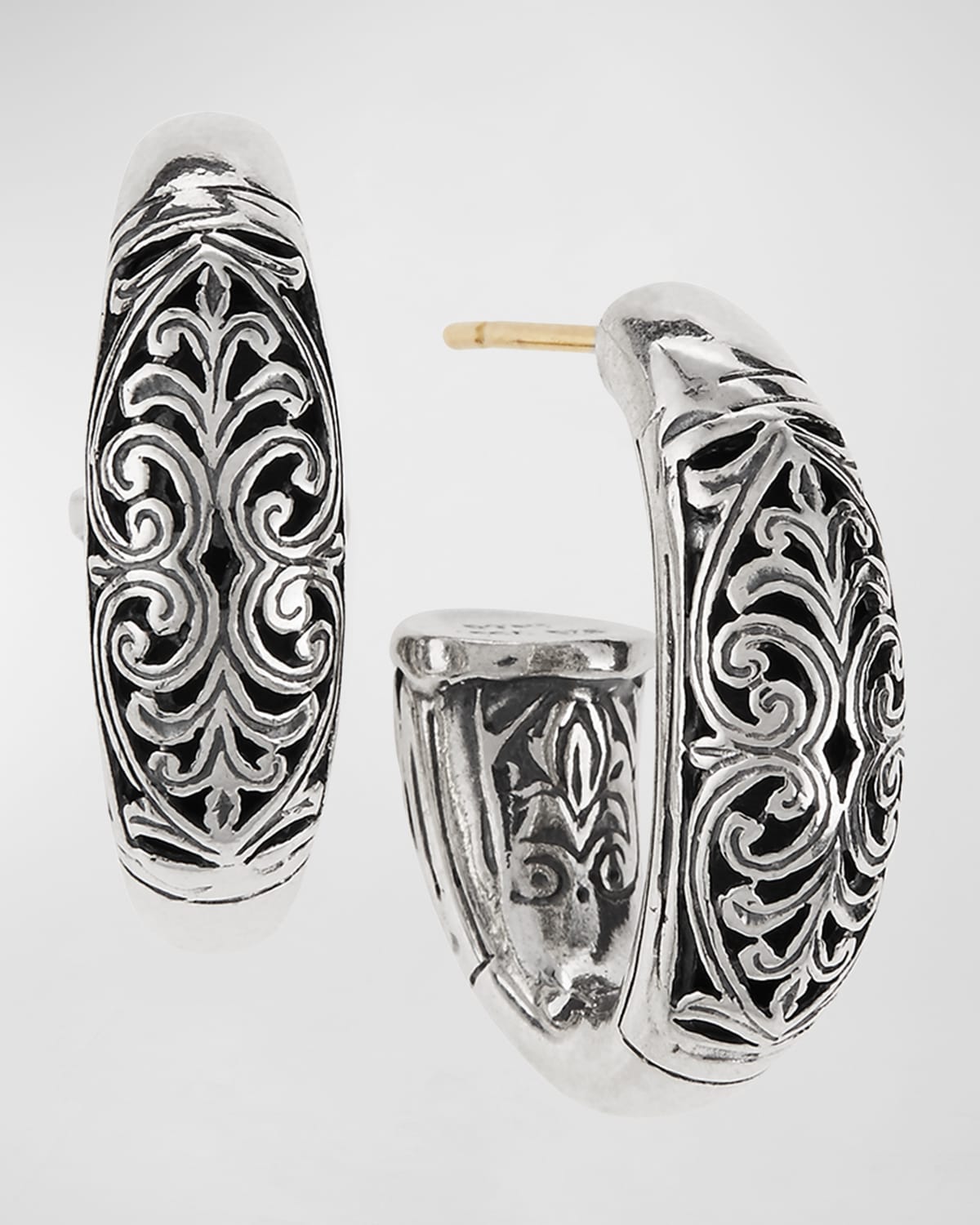 Sterling Silver Etched Hoop Earrings