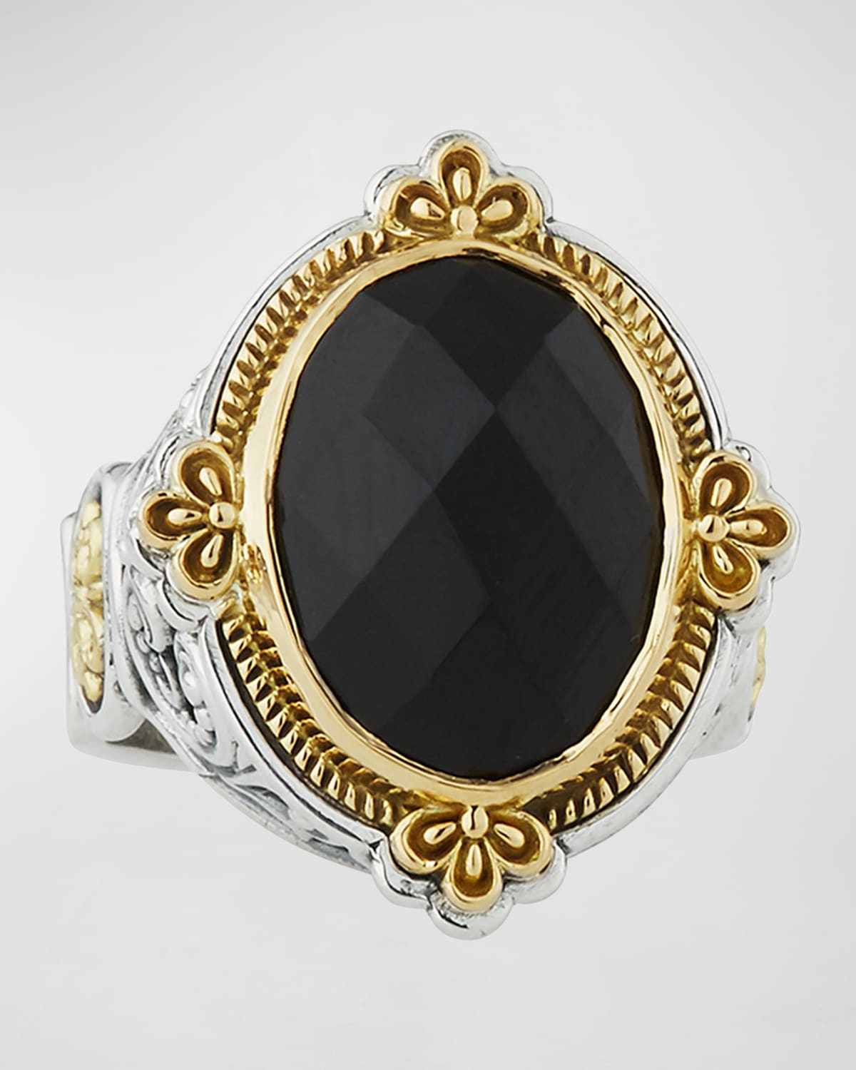 Faceted Black Onyx Oval Ring
