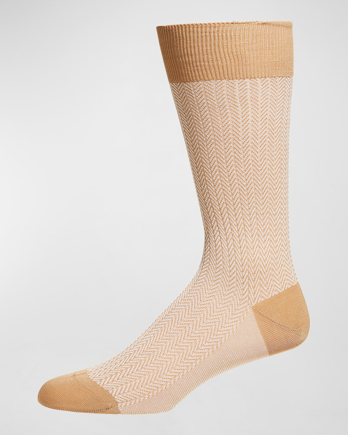 Pantherella Men's Fabian Chevron Pattern Egyptian Cotton Socks In Lt Khaki 156