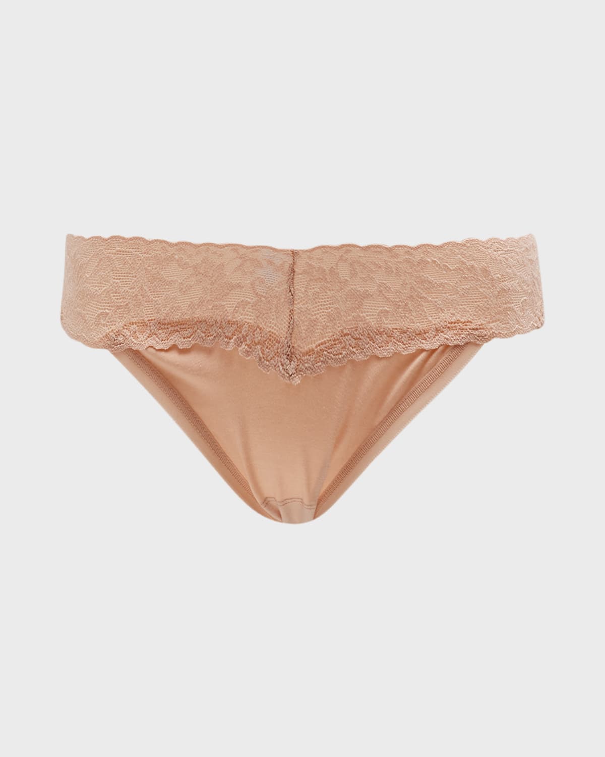 Shop Hanky Panky Signature Lace Organic Cotton V-kini Panties In Chai