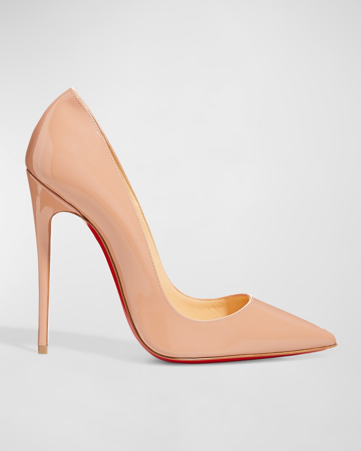 Christian Louboutin So Kate Patent Pointed-toe Red Sole Pump In Nude