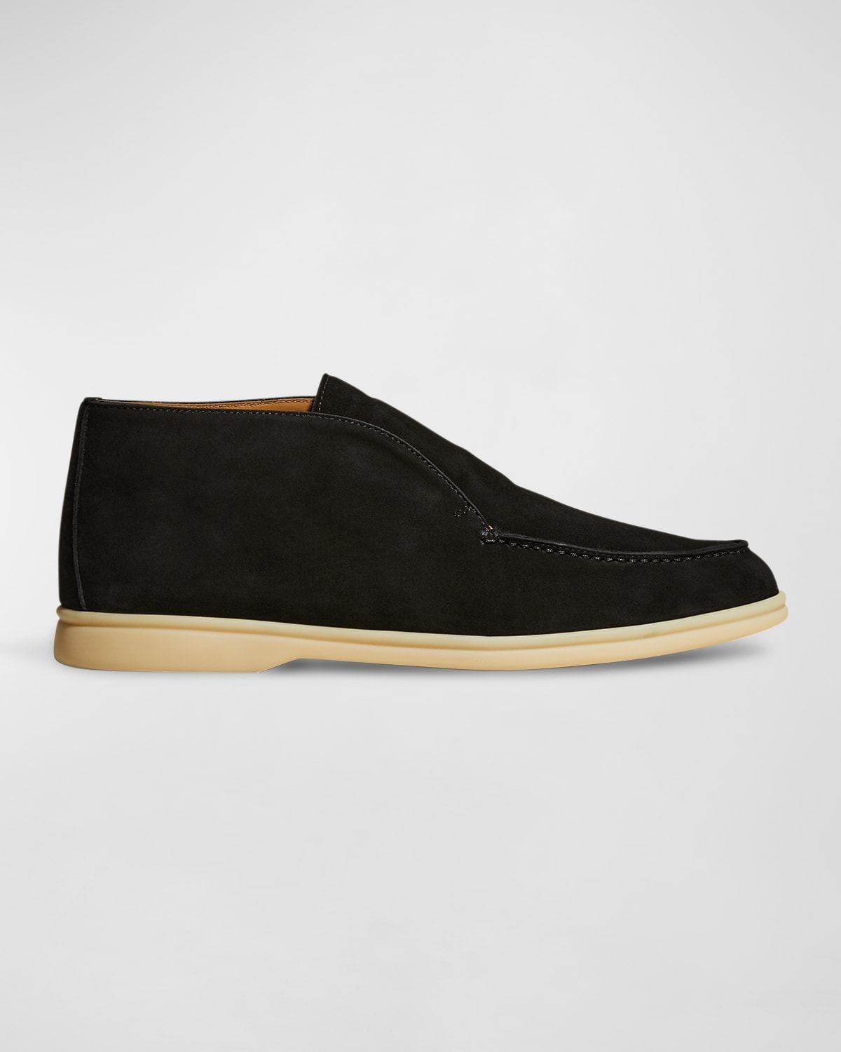 Loro Piana Men's Open Walk Elk Leather Ankle Boots In Black