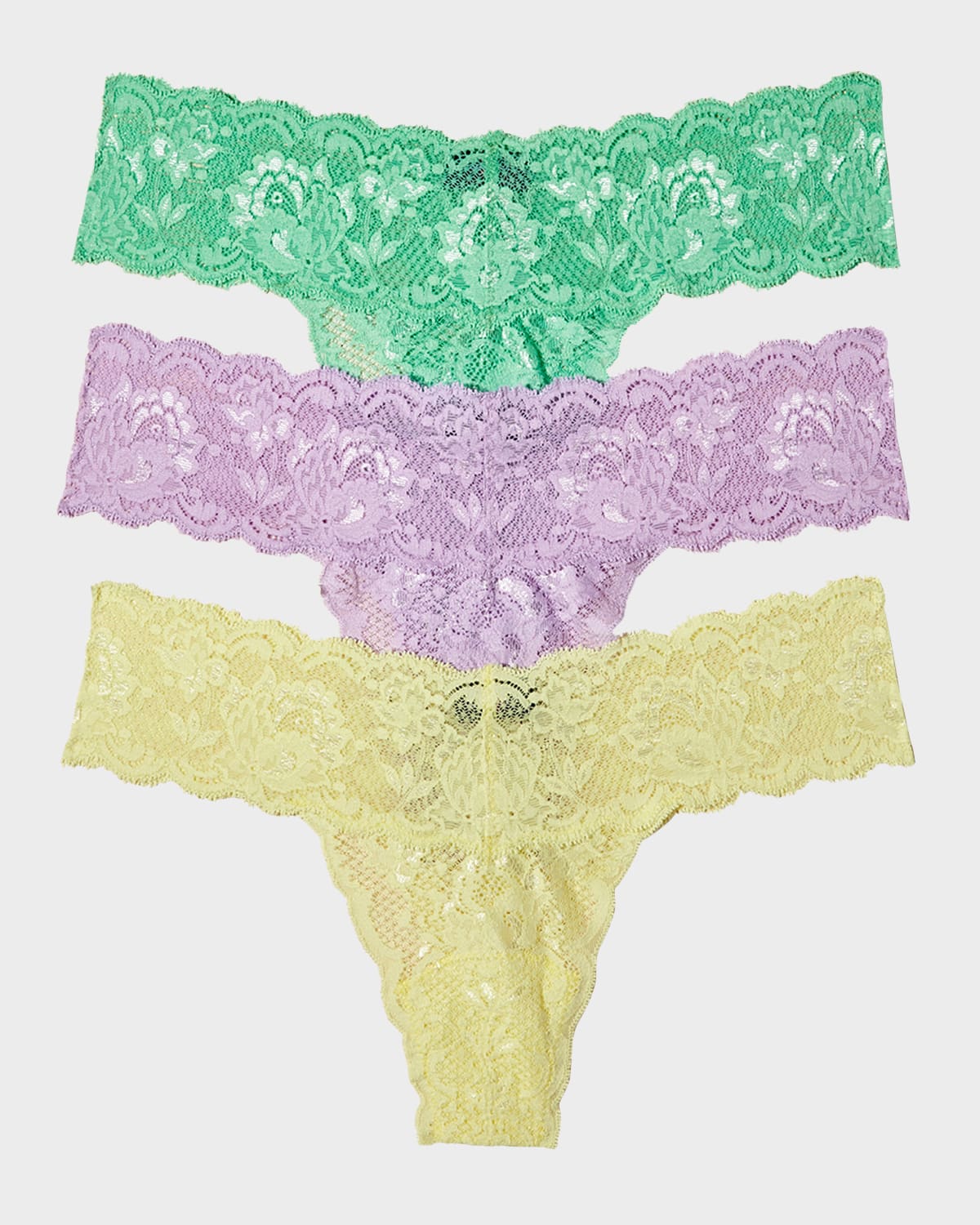 Cosabella 3-pack Never Say Never Cutie Thongs In Ghana Green Icy V