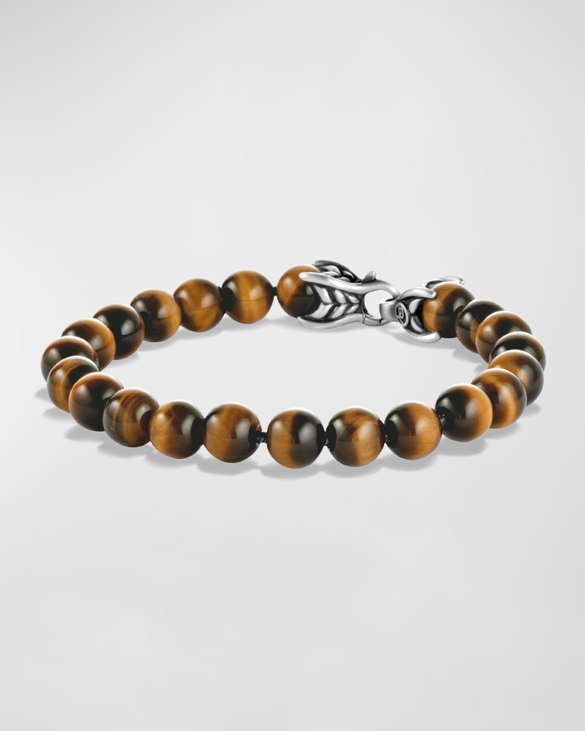 Shop David Yurman Men's Spiritual Beads Bracelet With Silver, 8mm In Tiger's Eye