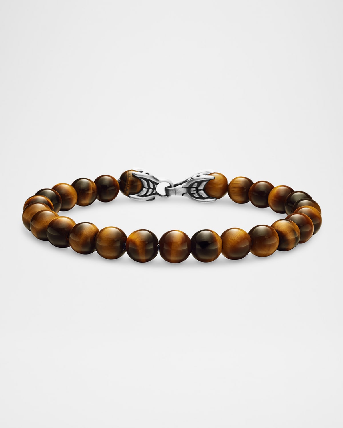 Shop David Yurman Men's Spiritual Beads Bracelet With Silver, 8mm In Tiger's Eye