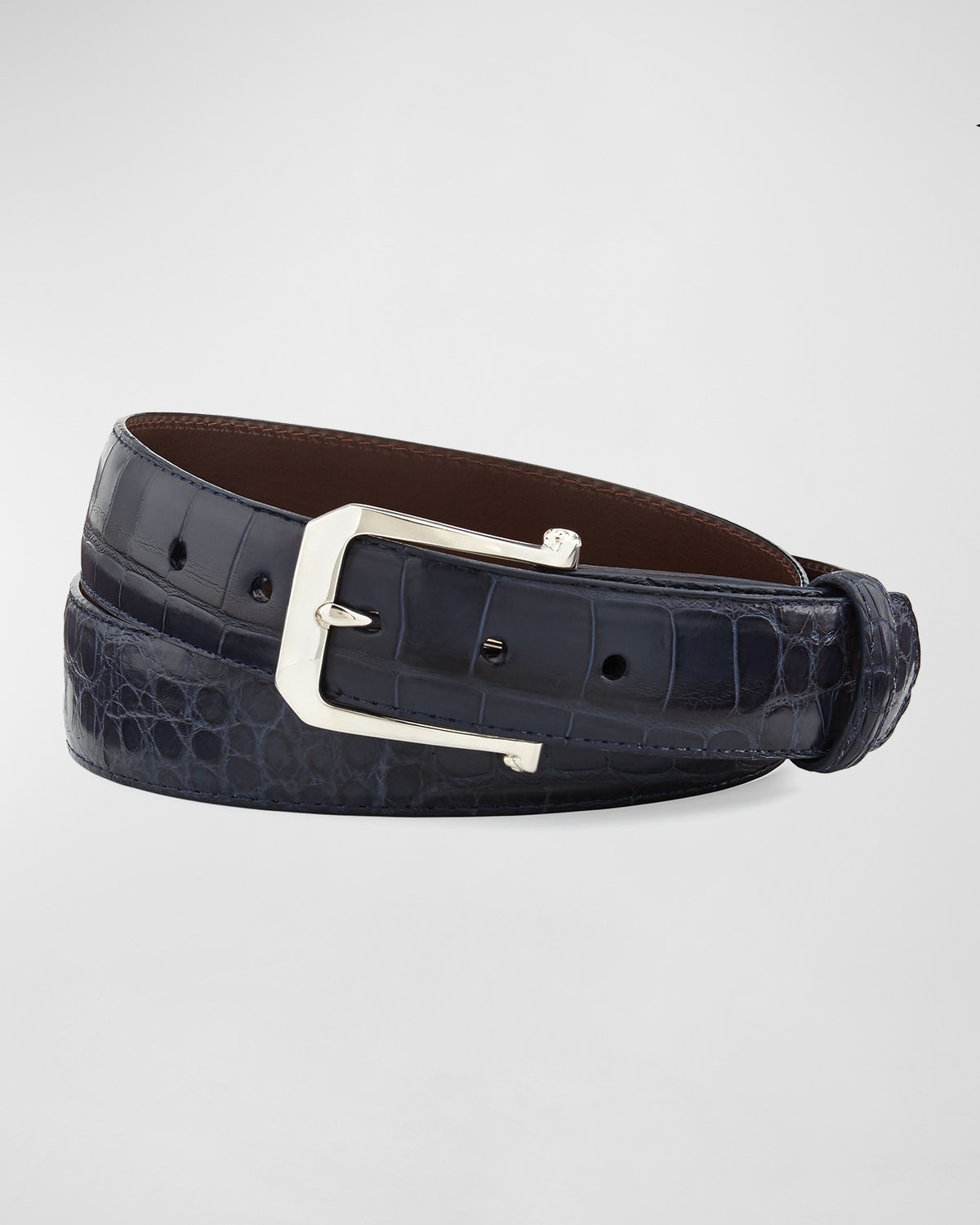 W. Kleinberg Men's Matte Alligator Belt In Navy