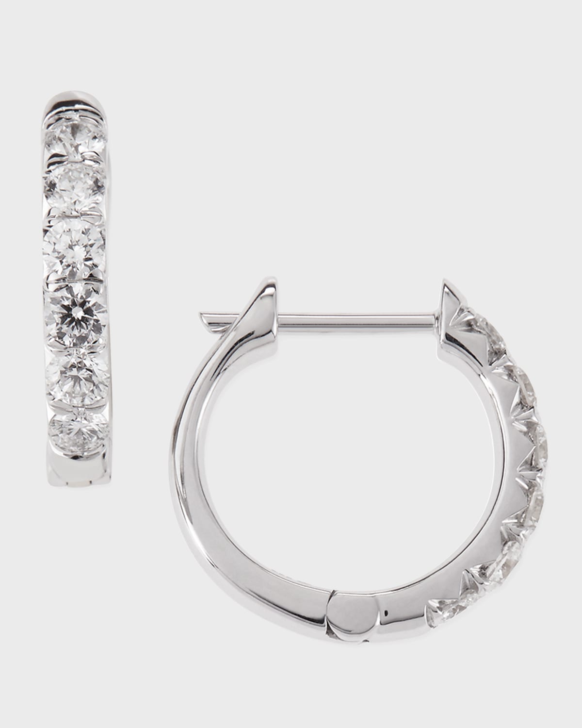 Jude 18K White Gold Huggie Hoop Earrings with Diamonds, 14mm