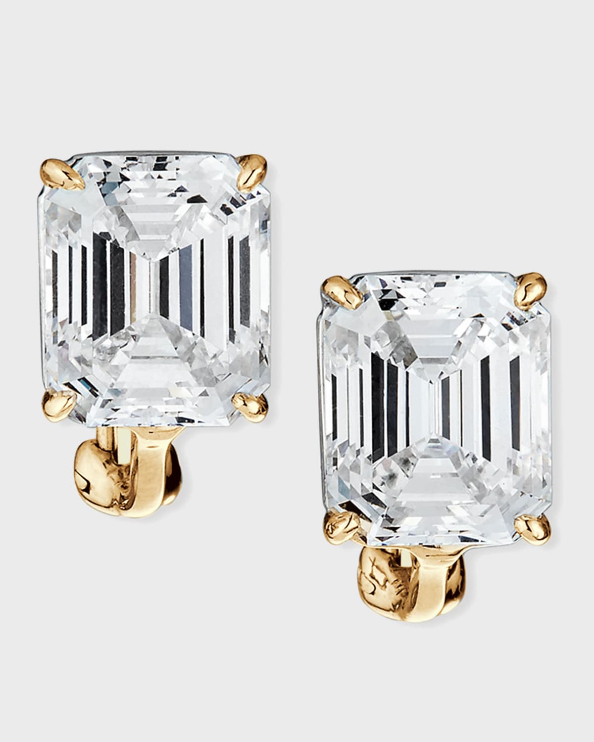 Fantasia By Deserio 13.0 Carat Cubic Zirconia Emerald-cut Stud Earrings In Gold