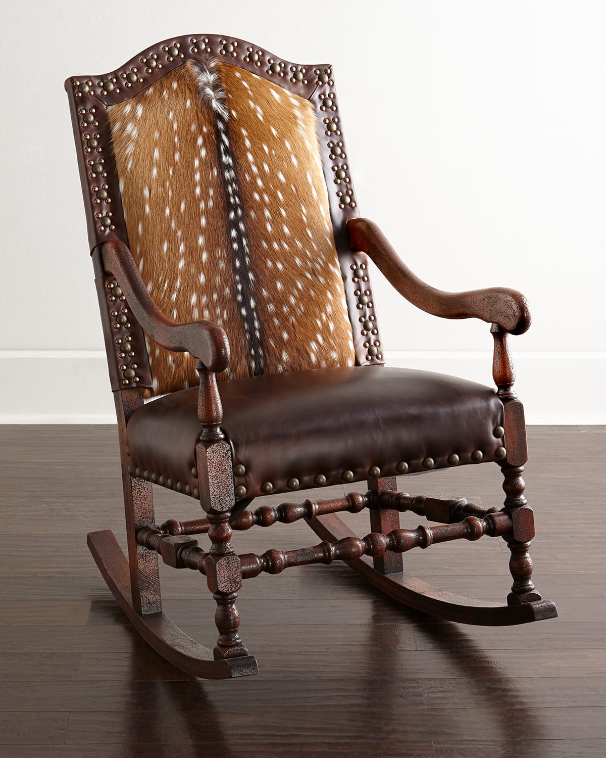 Old Hickory Tannery Jefferson Leather Rocking Chair In Brown