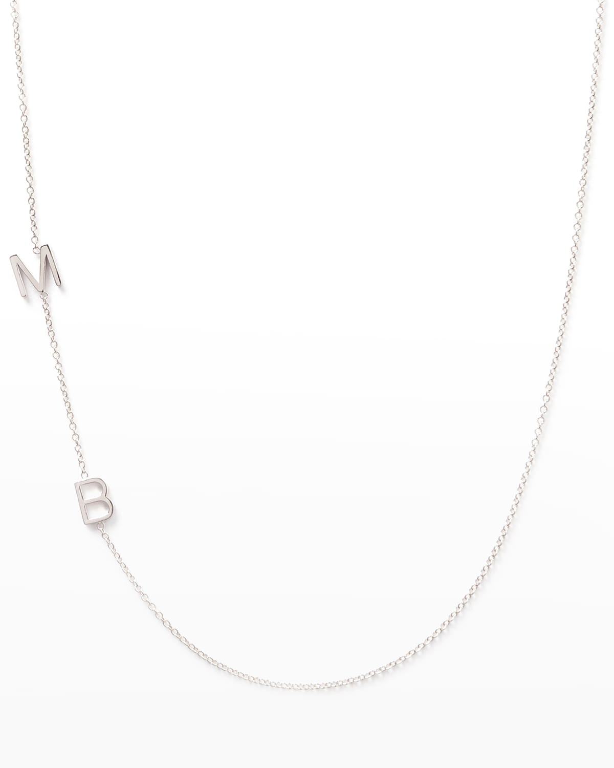 Mini 2-Letter Personalized Necklace, 14k White Gold