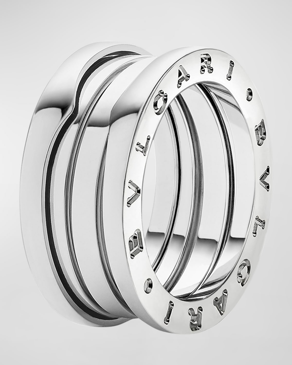 B.Zero1 18k White Gold 3-Band Ring, Size 54