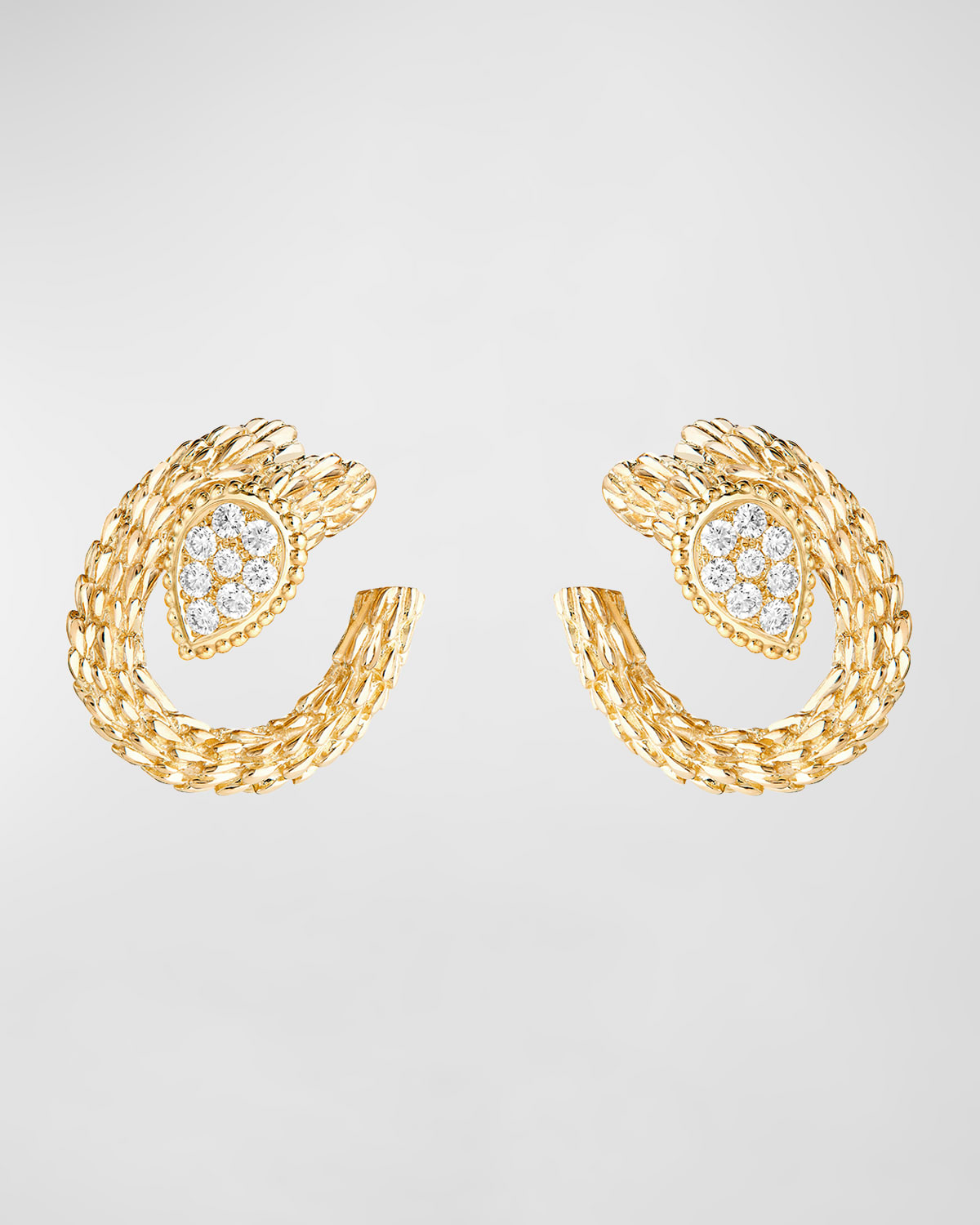 Yellow Gold Serpent Hoop Earrings