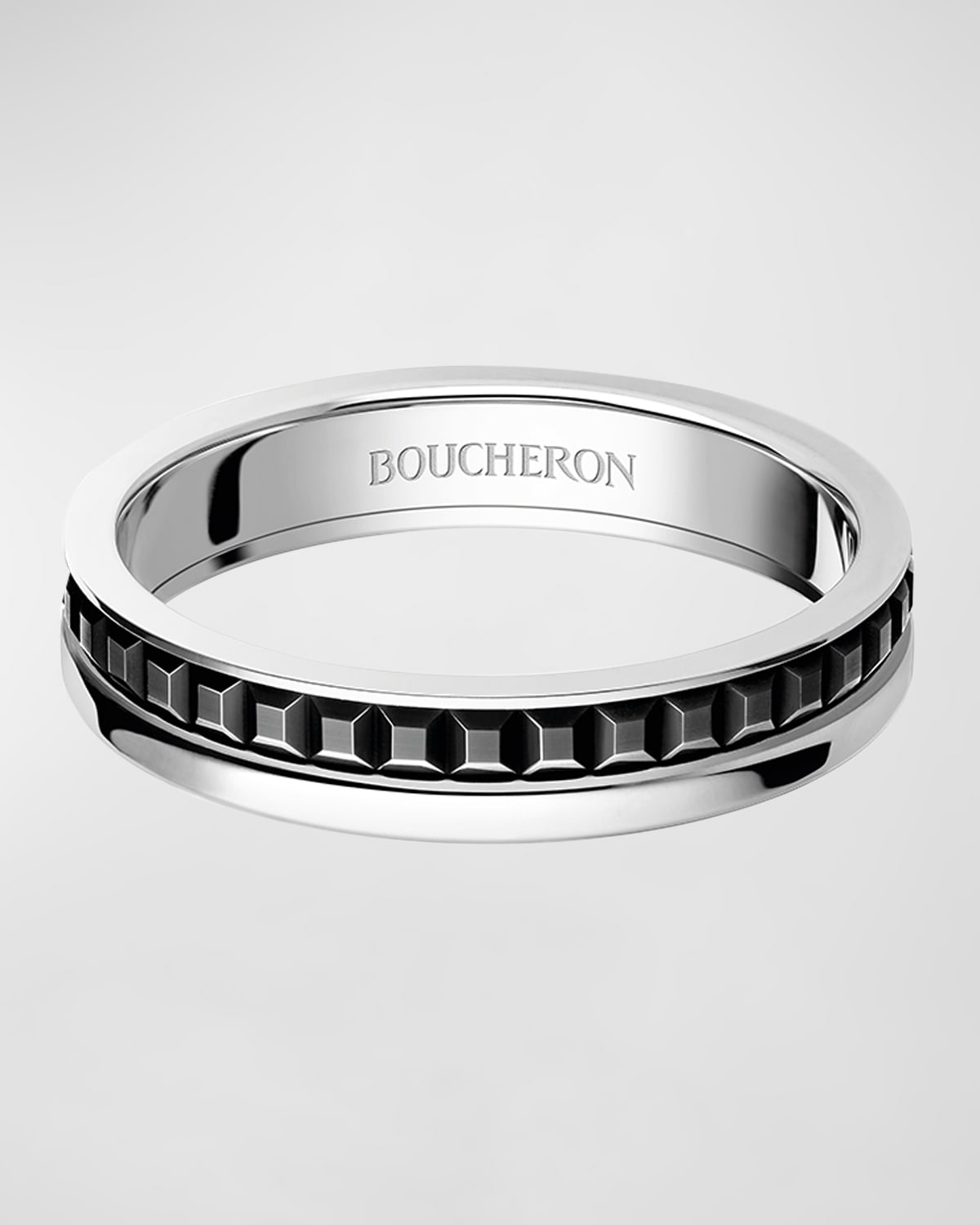 Boucheron Black and White Gold Quatre Follies Band Ring, Size 52