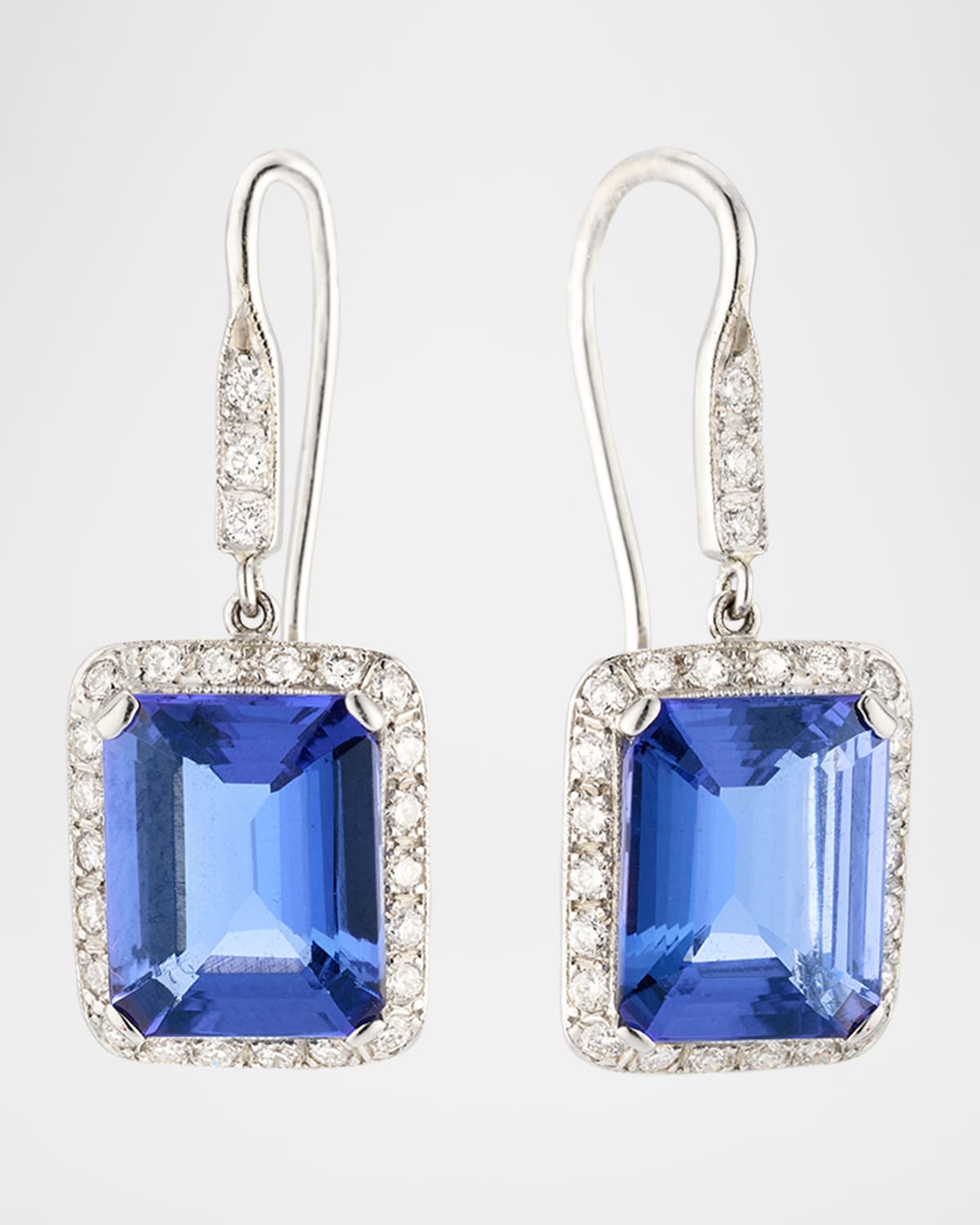 18K White Gold Tanzanite and Diamond Drop Earrings