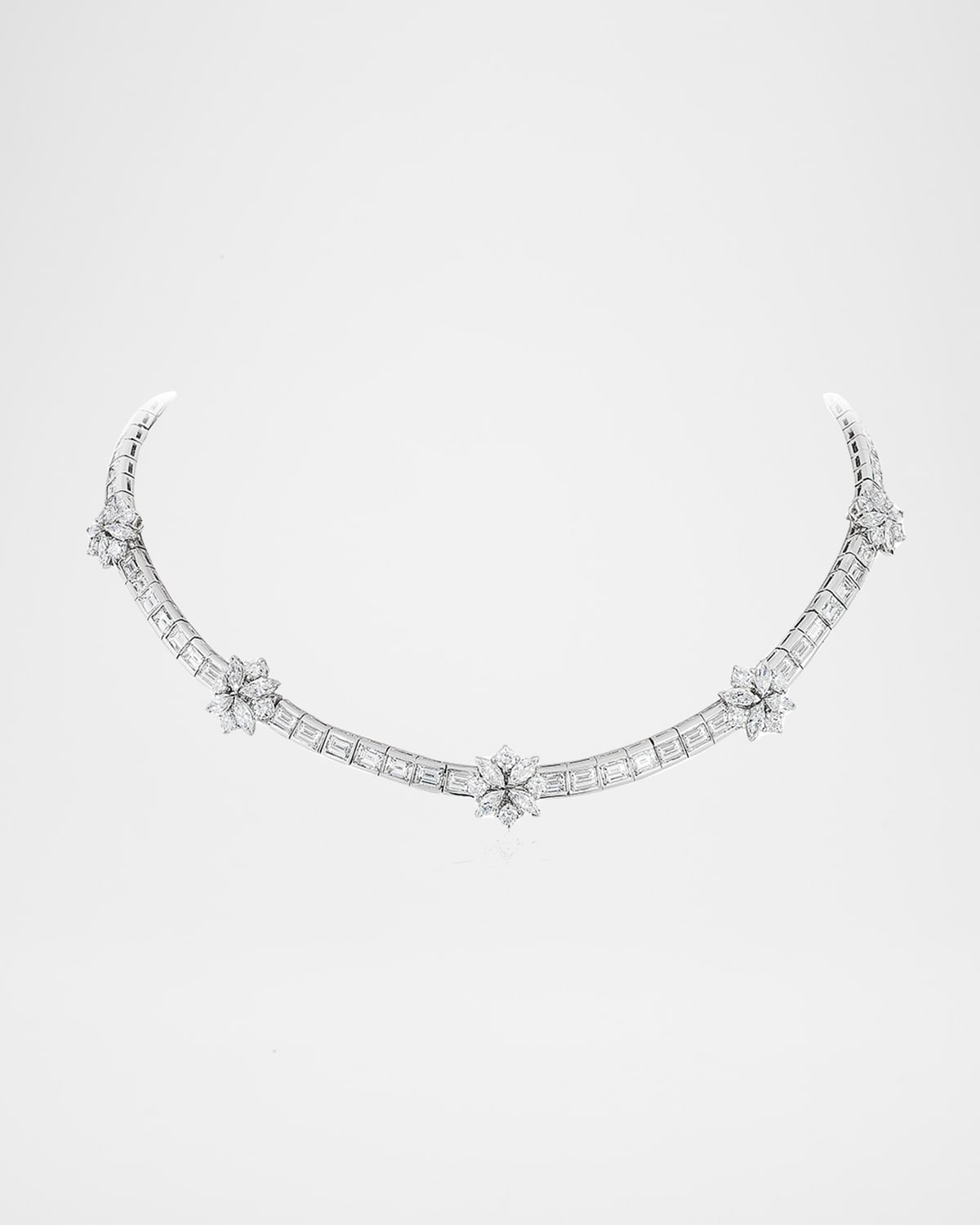 18K White Gold Flex Necklace with Mixed Cut Diamonds