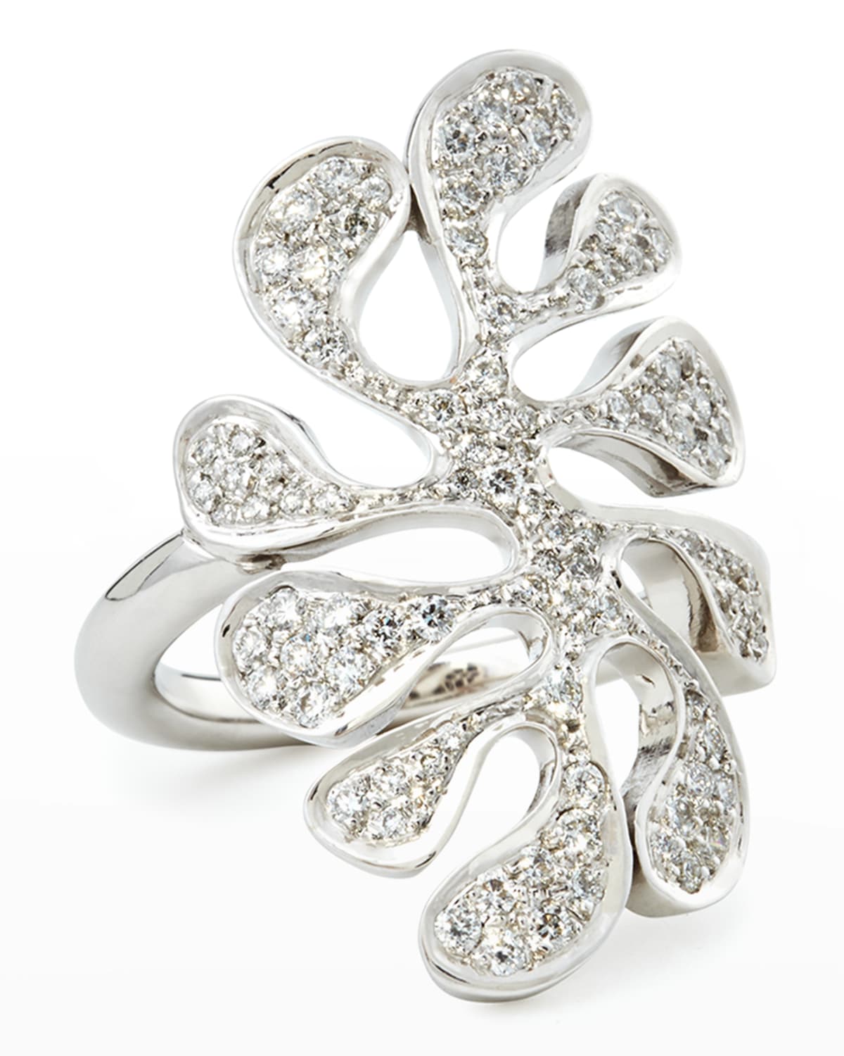 Sealeaf Collection 18k White Gold Diamond Ring, Size 6.5