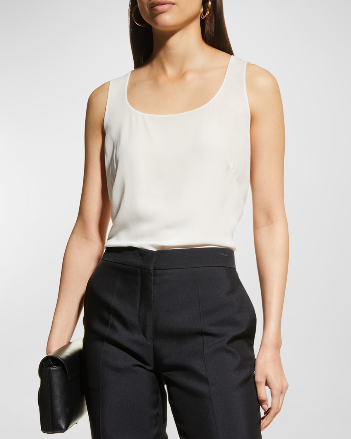 Akris Sleeveless Silk Shell In Ivory