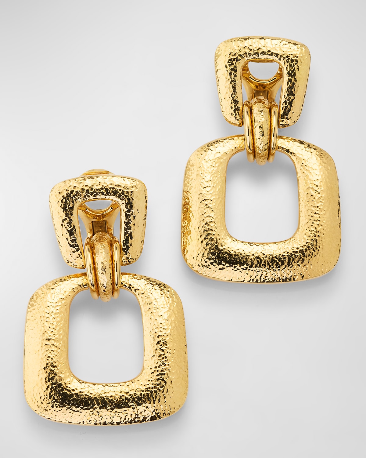 18k Hammered Gold Hoop Earrings