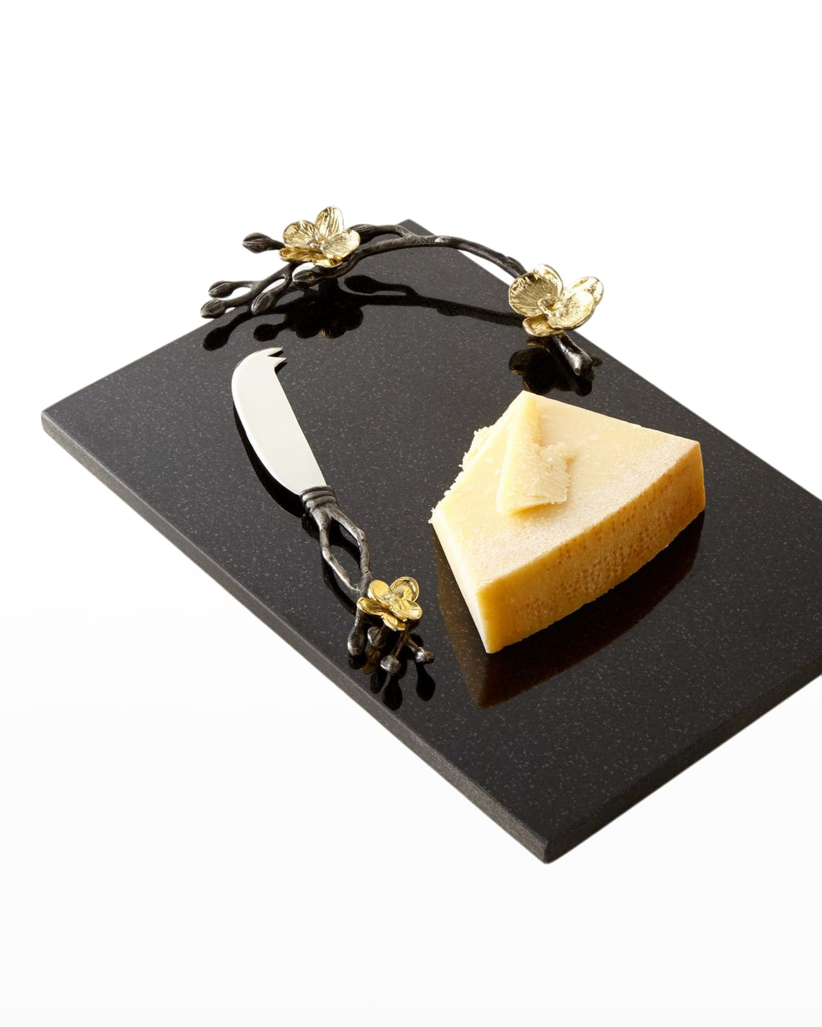Shop Michael Aram Gold Orchid Small Cheese Board & Knife In Silver