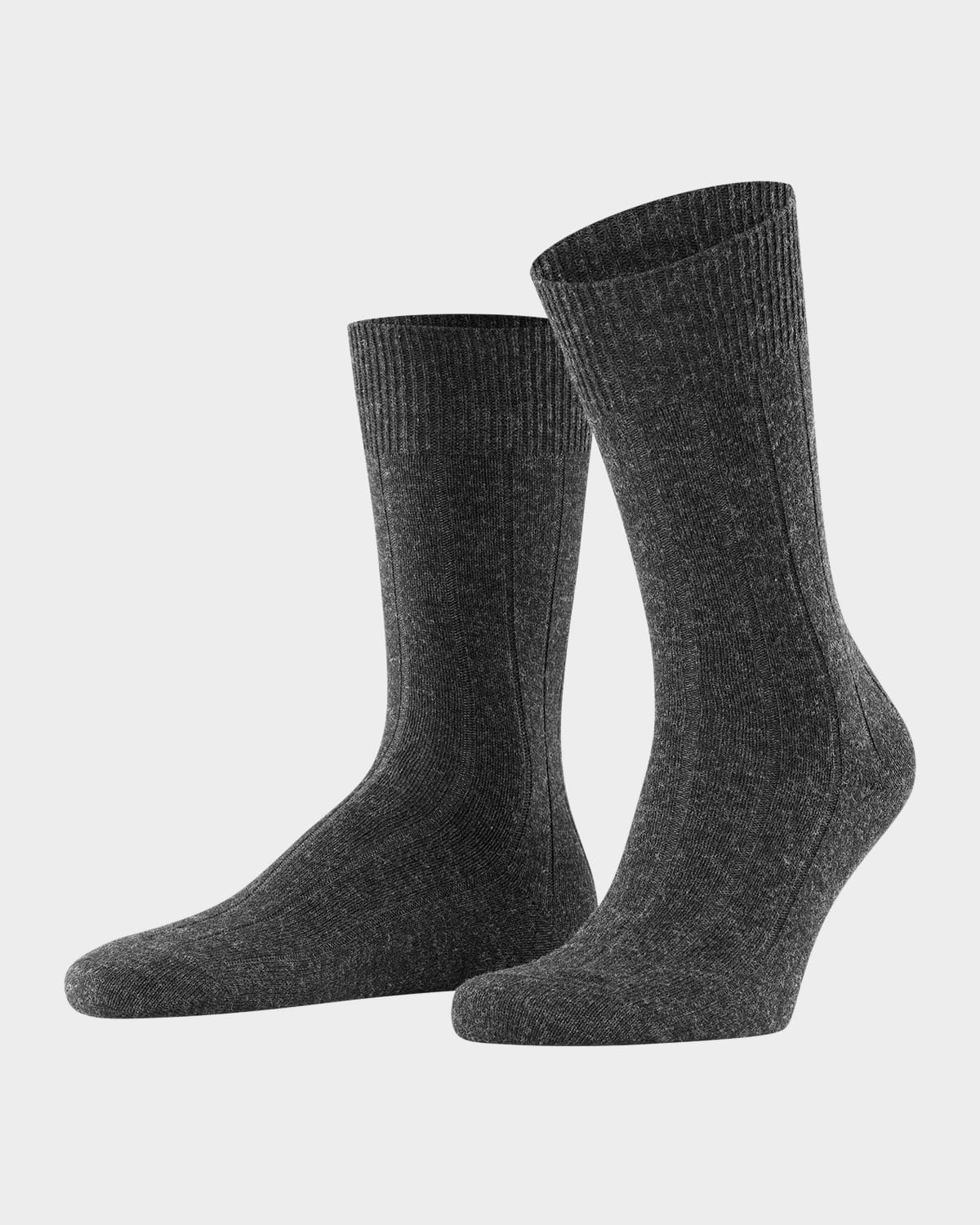 Falke Men's Llasa Solid Ribbed Socks In Anthracite