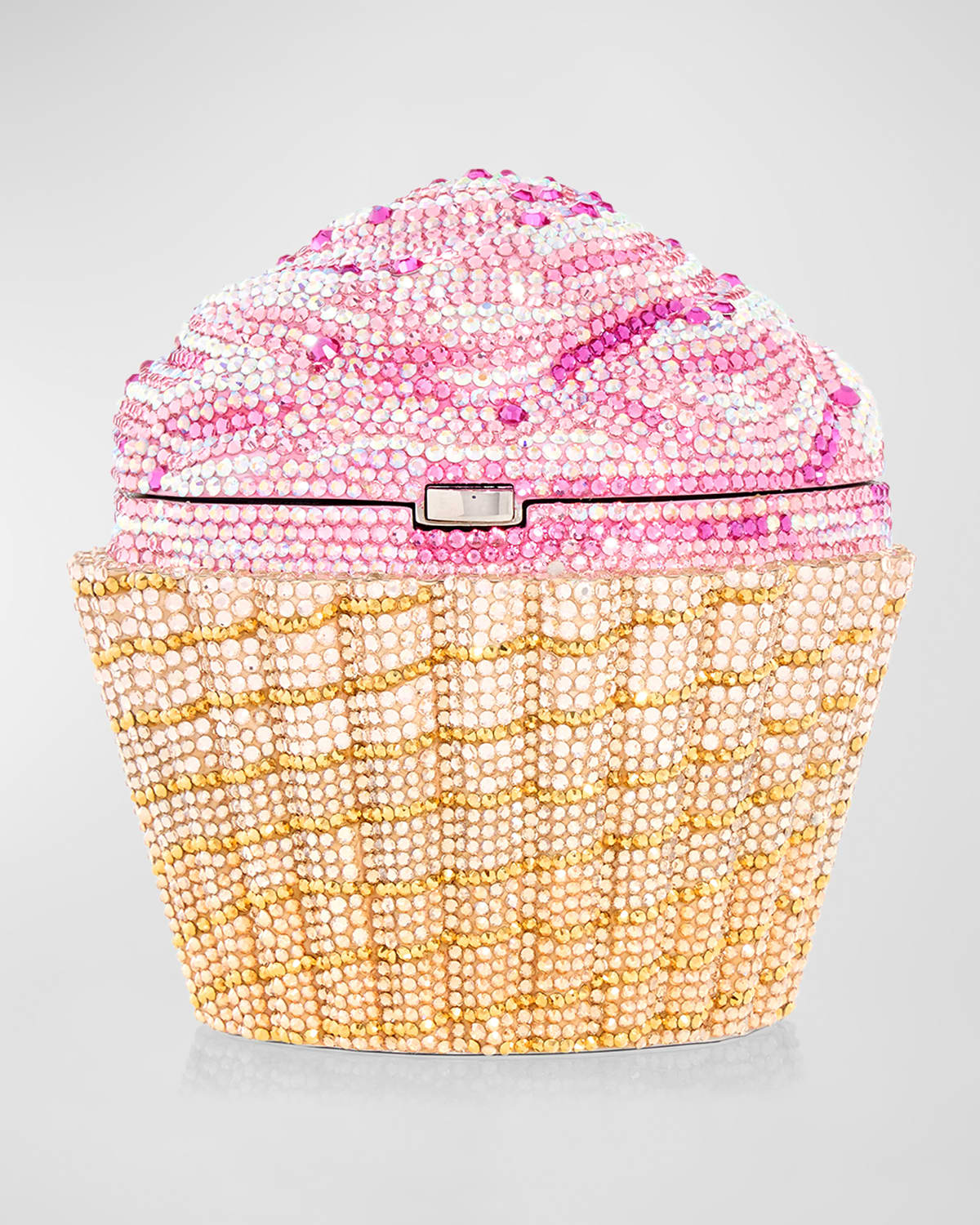 Judith Leiber Strawberry Cupcake Crystal Minaudiere In Gold Rose Multi