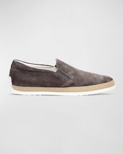 Tod s Men s Rubber Pebble Sole Suede Espadrilles Neiman Marcus