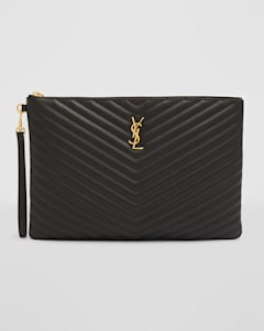 Saint Laurent YSL Monogram Small Ziptop Bill Pouch in