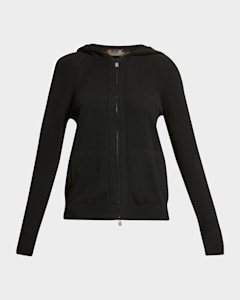 Theory Crop Zip Hooded Wool Cashmere Jacket | Neiman Marcus