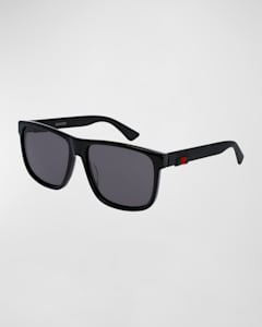 Gucci square acetate sunglasses with signature web hot sale