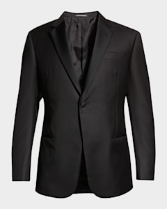 Emporio Armani Two-Button Wool Blazer, Navy | Neiman Marcus