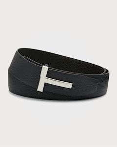 TOM FORD Men's Signature T Leather Belt | Neiman Marcus