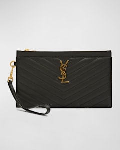 Saint Laurent Uptown YSL Pouch in Croc Embossed Leather Neiman Marcus