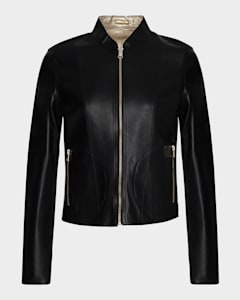 大割引 Jil Sander Leather Zipper Bomber Jacket | Neiman Marcus ブルゾン