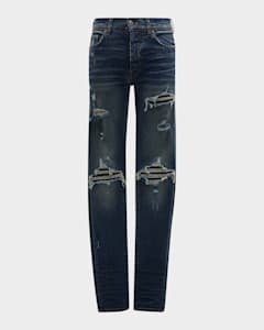 Amiri Men's Staggered Logo Skinny Jeans | Neiman Marcus
