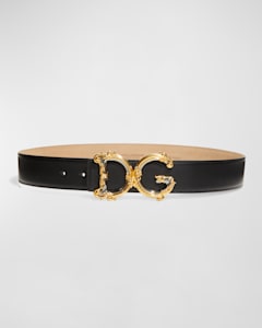 Dolce&Gabbana DG Swarovski Crystal & Pearl Leather Belt | Neiman 