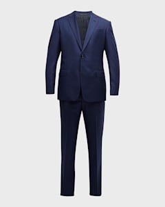 Giorgio Armani Men s Wool Silk Windowpane Classic Fit Suit Neiman Marcus