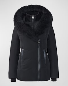 Mackage Kay Layered Parka Coat w Shearling Trim Neiman Marcus