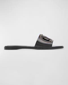 Valentino Garavani VLogo Metallic Flat Slide Sandals