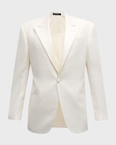 Zegna Men s Wool Shawl Dinner Jacket Natural Solid