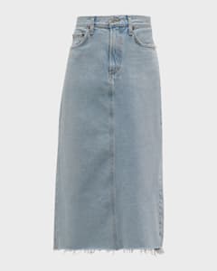 Current Elliott The Insignia Denim Midi Skirt Neiman Marcus