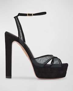 Aquazzura Sundance 140mm Metallic Platform Sandals, Gold