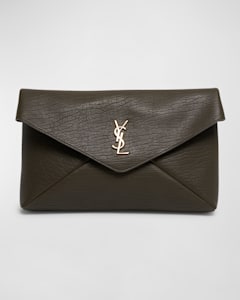 Saint Laurent Calypso YSL Pouch Clutch Bag in Lambskin Leather Neiman Marcus