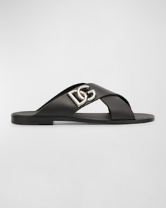 Saint Laurent Men s Pepe 05 YSL Slide Sandals in Leather Neiman Marcus
