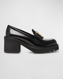 Prada Studded Spazzolato Fume Modellerie Loafers | Neiman Marcus
