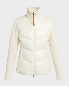 Moncler Quilted Nylon Zip-Up Cardigan | Neiman Marcus