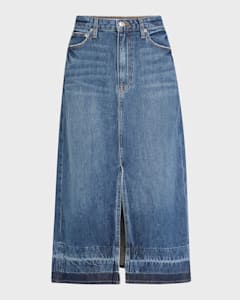 FRAME Modern Pocket Denim Midi Skirt Neiman Marcus