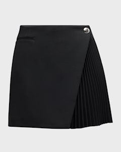 Valentino Garavani V Logo Pleated Denim Midi Skirt Neiman Marcus