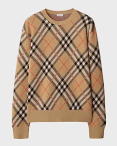 Burberry Wool Check Crewneck Sweater Neiman Marcus